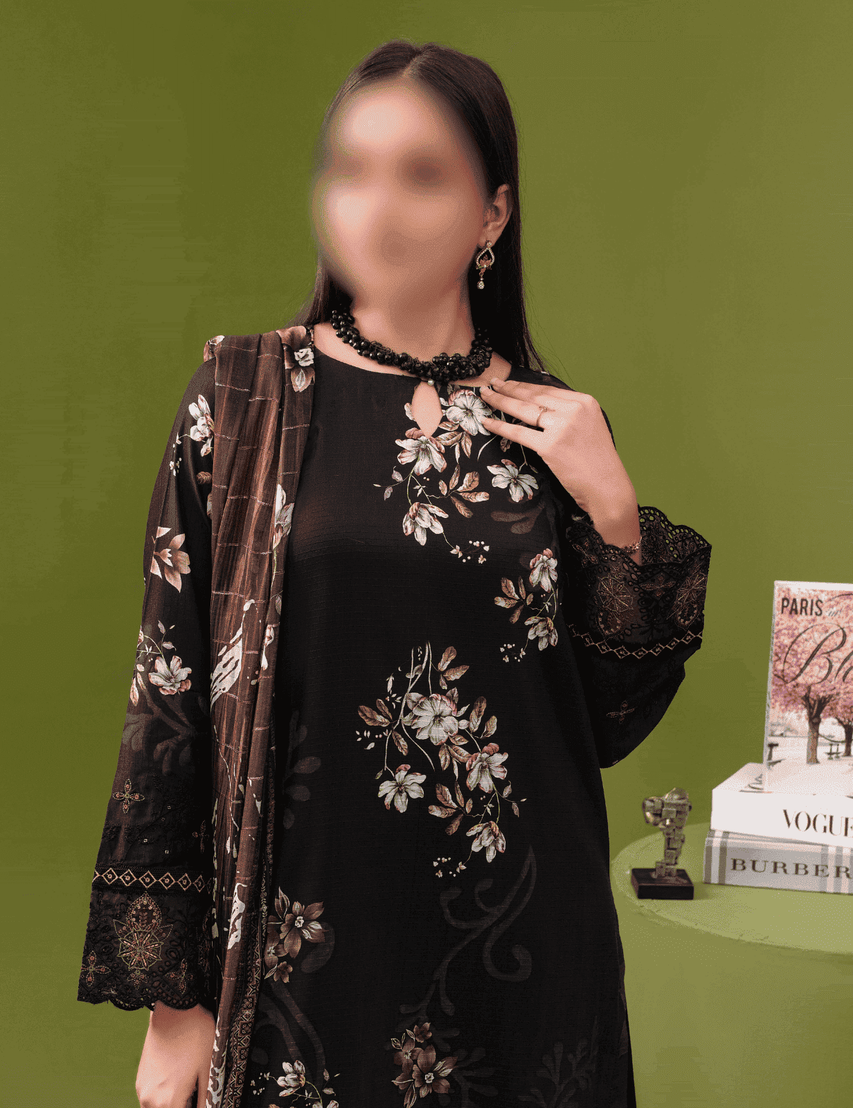 ALEEZAY Viscose EMB Shirt & Dupatta (Unstitched) - Libaas Fabrics