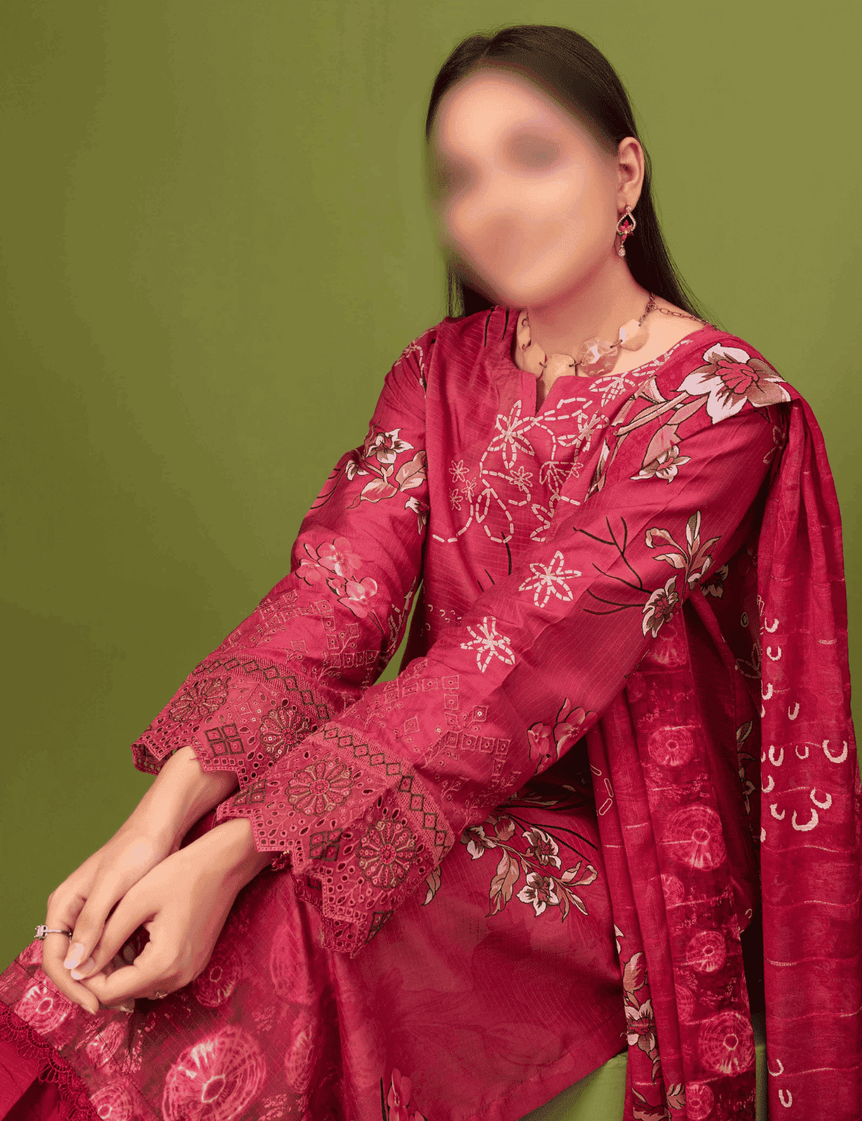 ALEEZAY Viscose EMB Shirt & Dupatta (Unstitched) - Libaas Fabrics