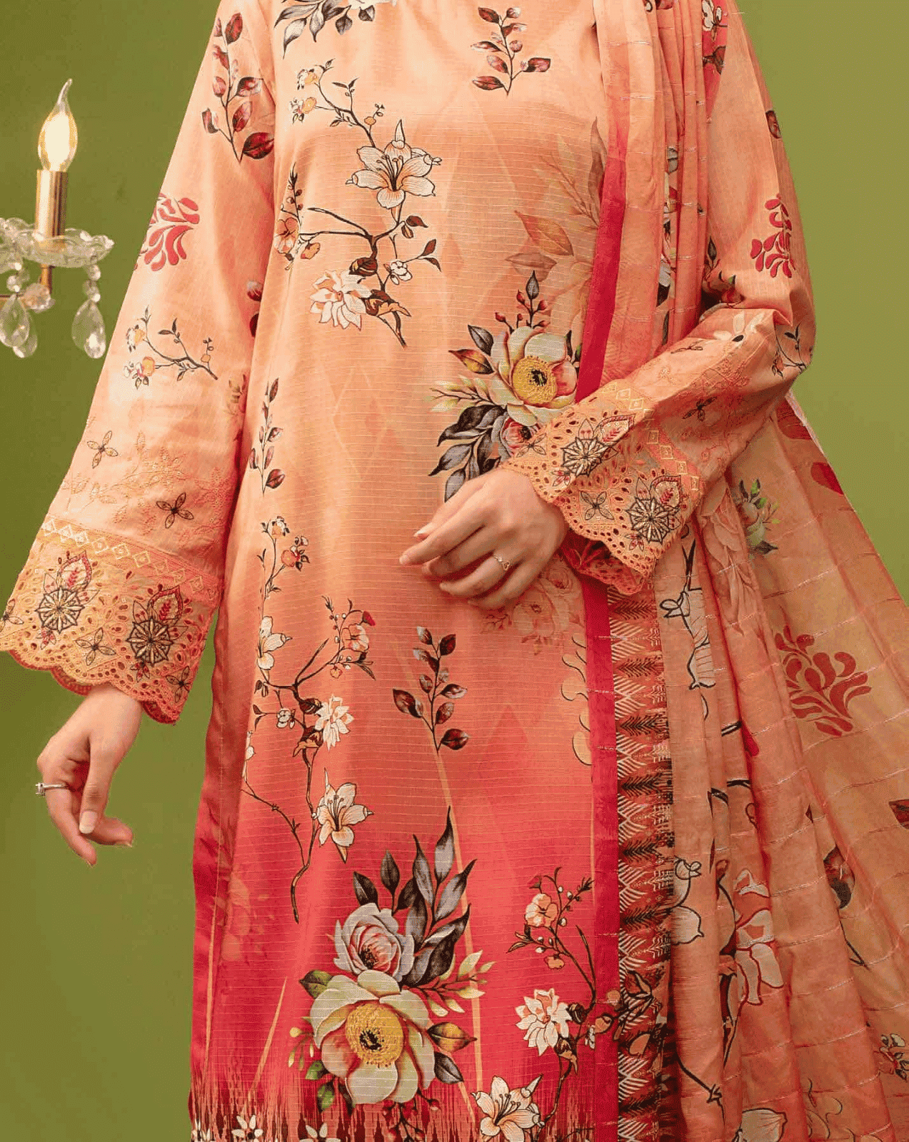 ALEEZAY Viscose EMB Shirt & Dupatta (Unstitched) - Libaas Fabrics