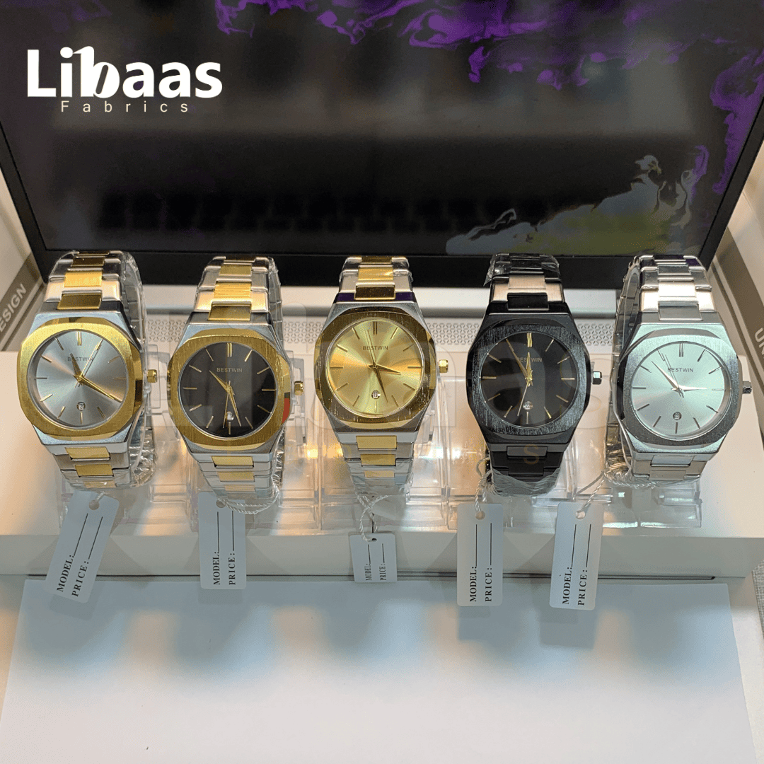 BestWin Elegance Stainless Steel Water Resistant Black Dial Watch - Libaas Fabrics