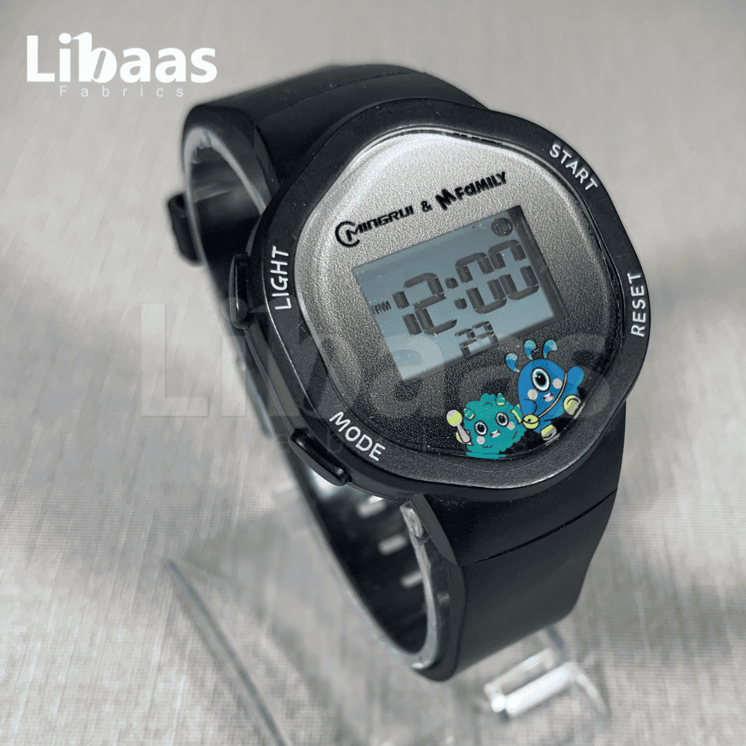 Black Digital Cartoon Kids Watch - Libaas Fabrics