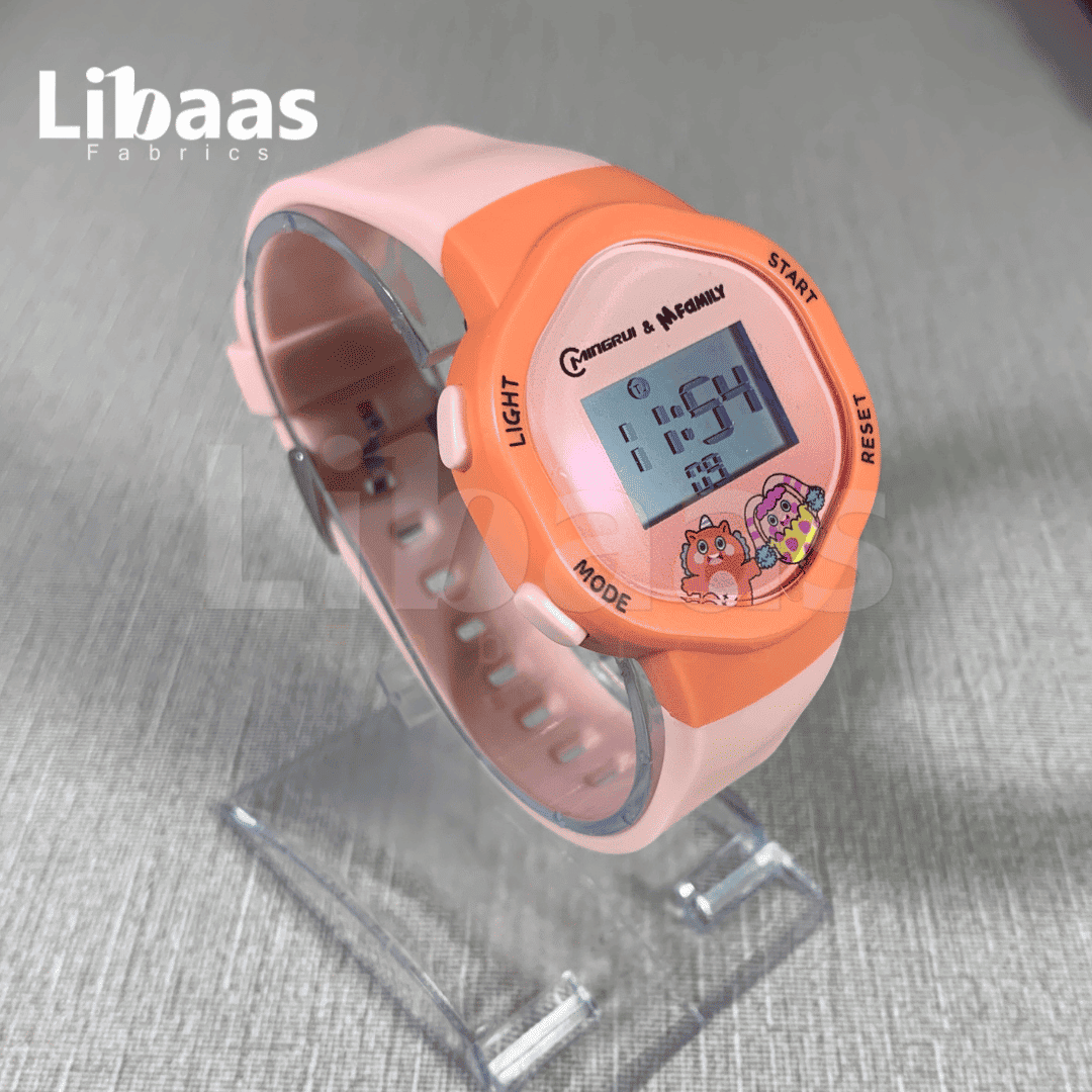 Cartoon Orange & White Digital Watch - Libaas Fabrics