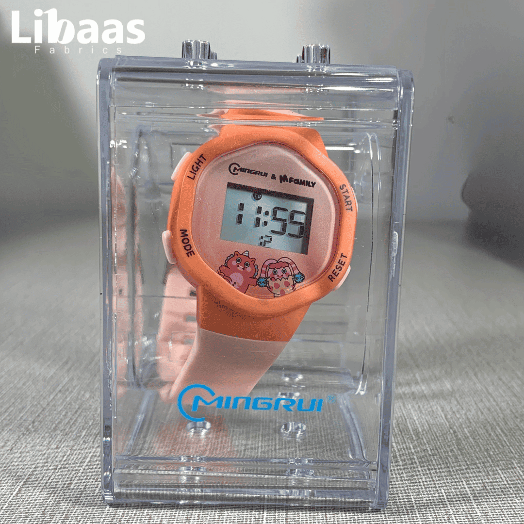 Cartoon Orange & White Digital Watch - Libaas Fabrics
