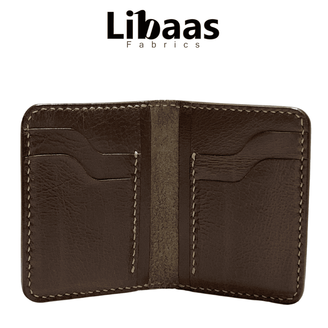 Chinese Handmade Leather Wallet – Dark Brown | Bi - Fold & Compact - Libaas Fabrics