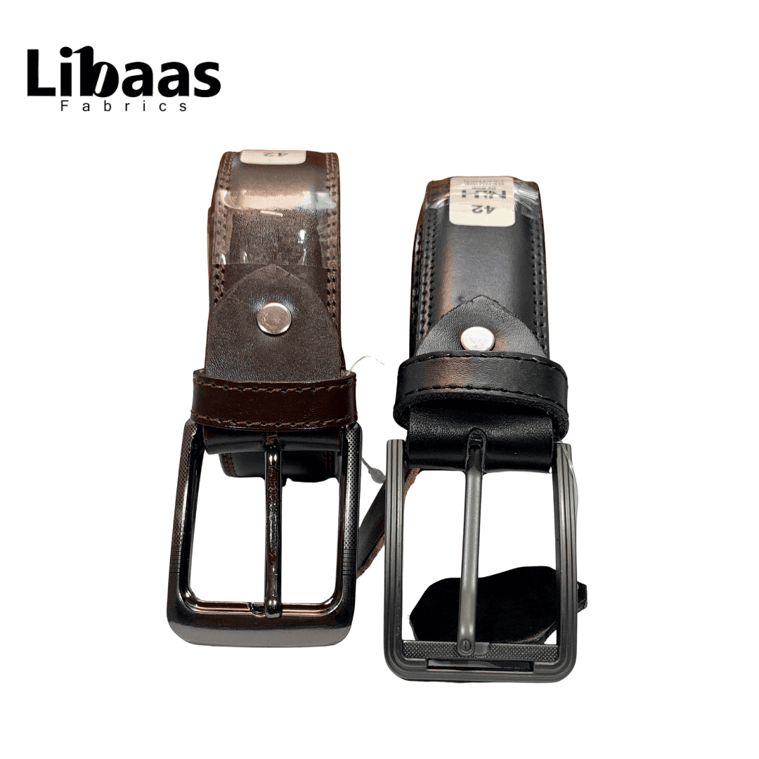 Classic Black & Brown Genuine Leather Belt - Libaas Fabrics