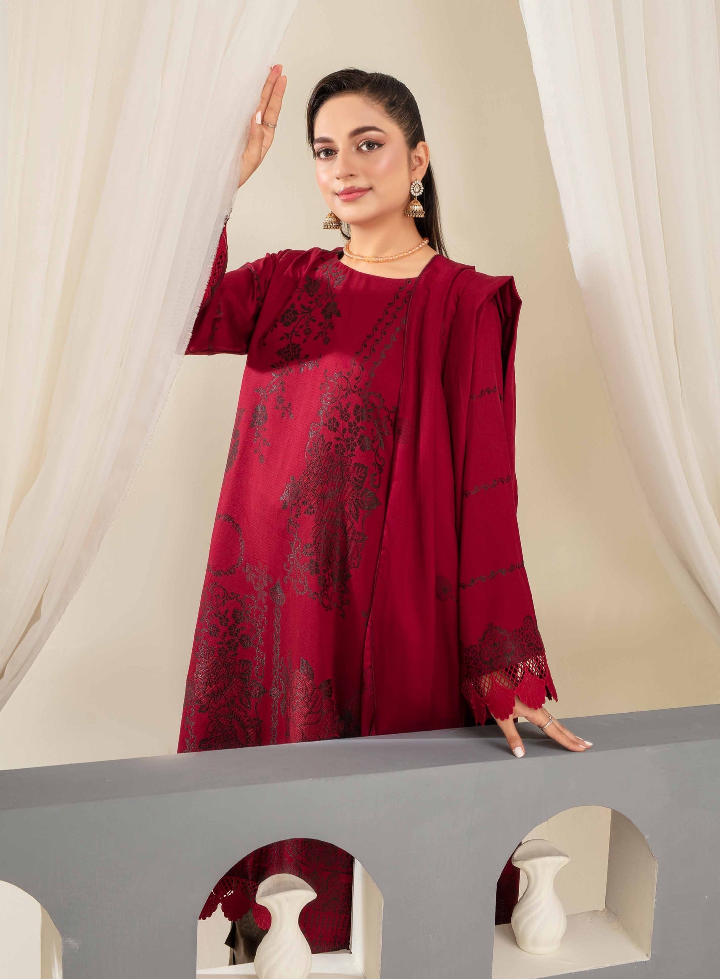 GULL - E - RUKH – Doria Viscose Jacquard Broshia Collection (Unstitched) - Libaas Fabrics