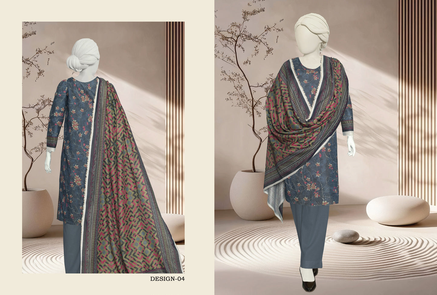 JHURMAT – Printed Khaddar & Zarri Collection (Unstitched) - Libaas Fabrics