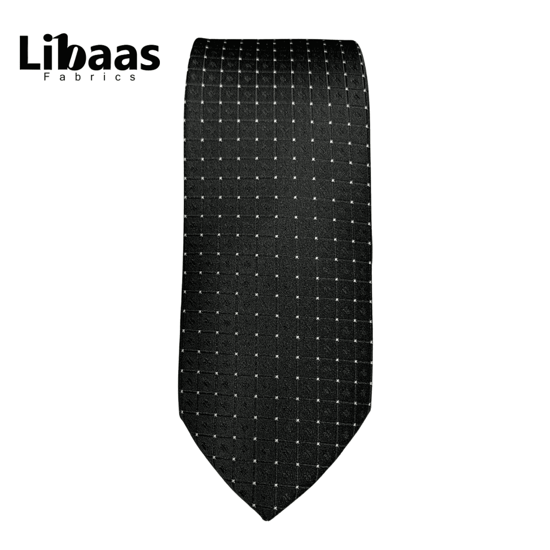 Luxury 3 - Piece Tie Set – Black with Diamond Grid Texture - Libaas Fabrics