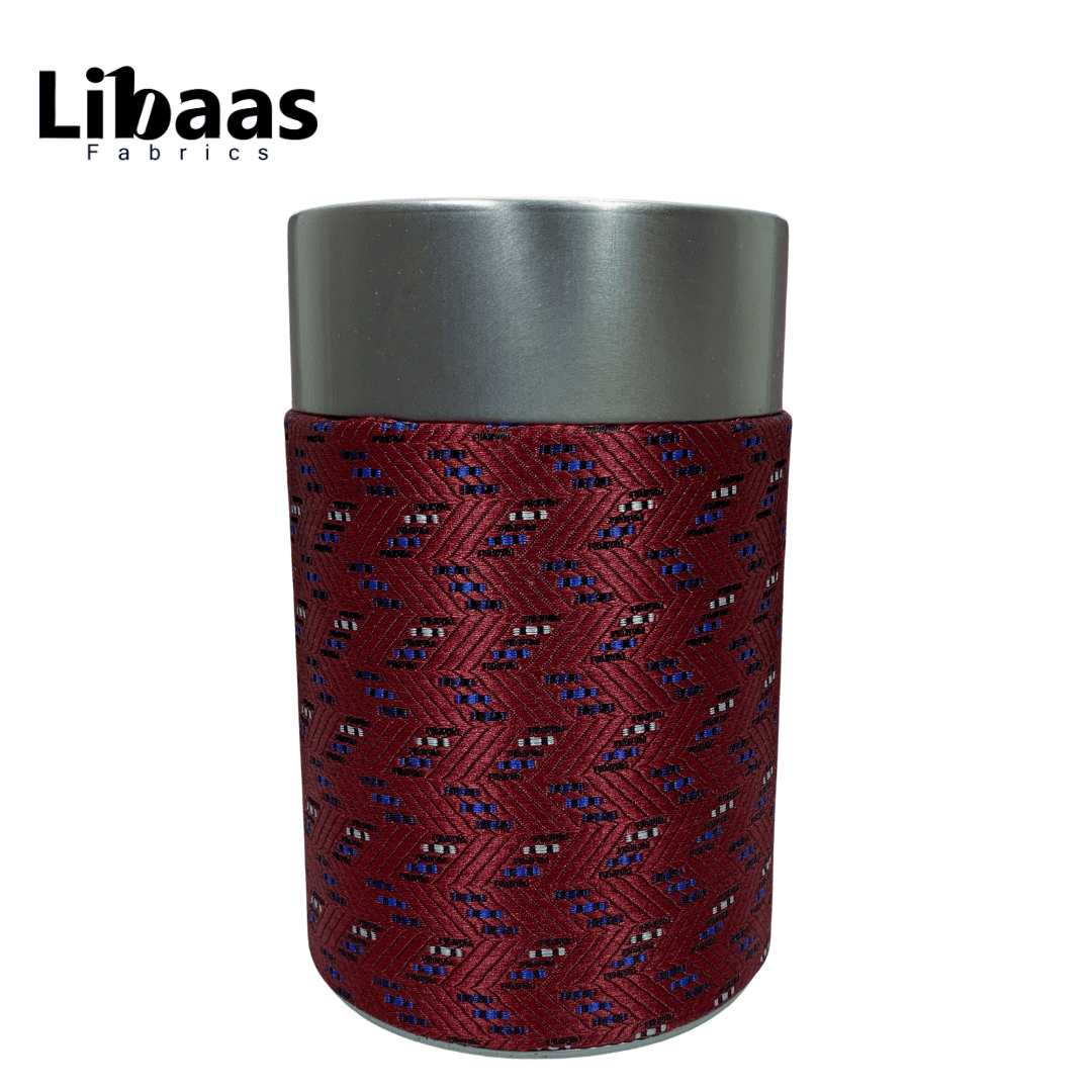 Luxury 3 - Piece Tie Set – Deep Red with Chevron & Dot Detail - Libaas Fabrics