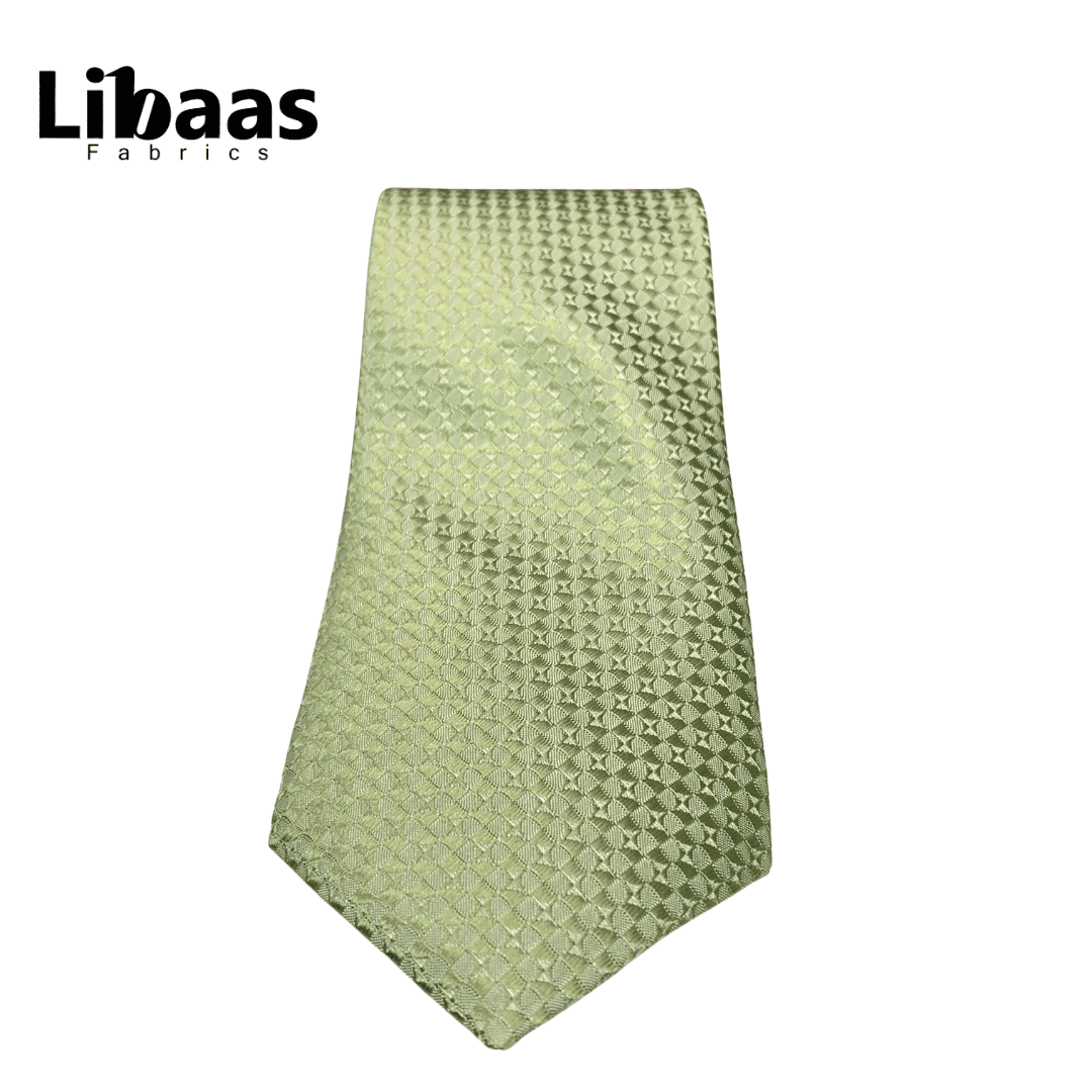 Luxury 3 - Piece Tie Set – Light Green with Geometric Texture - Libaas Fabrics