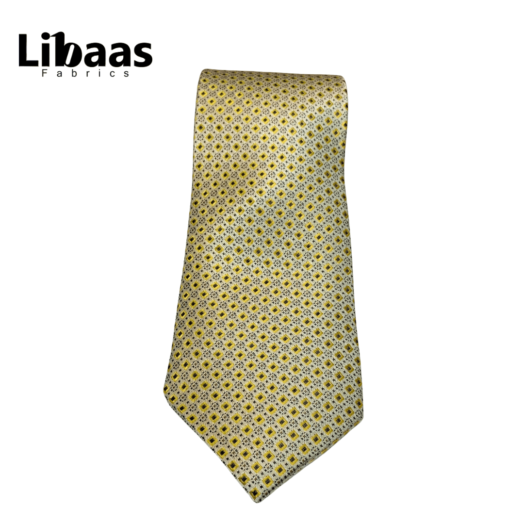 Luxury 3 - Piece Tie Set – Yellow with Vintage Floral Motif - Libaas Fabrics