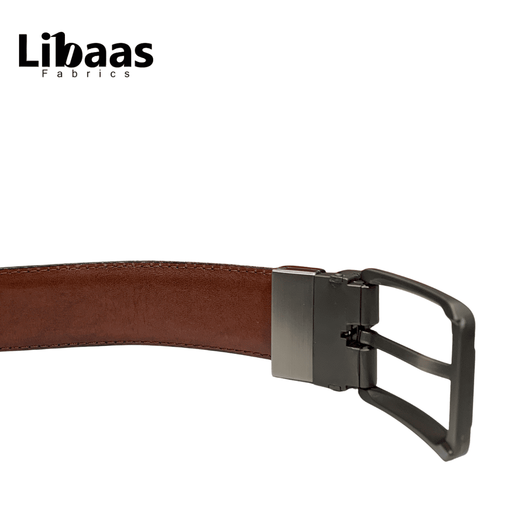 Men's Double sided Genuine Leather Belt - Black & Brown | Sizes 42 - 52 - Libaas Fabrics