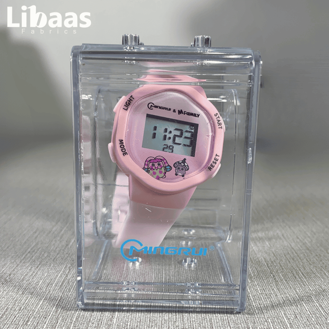 Pink & White Cartoon Character Watch - Libaas Fabrics