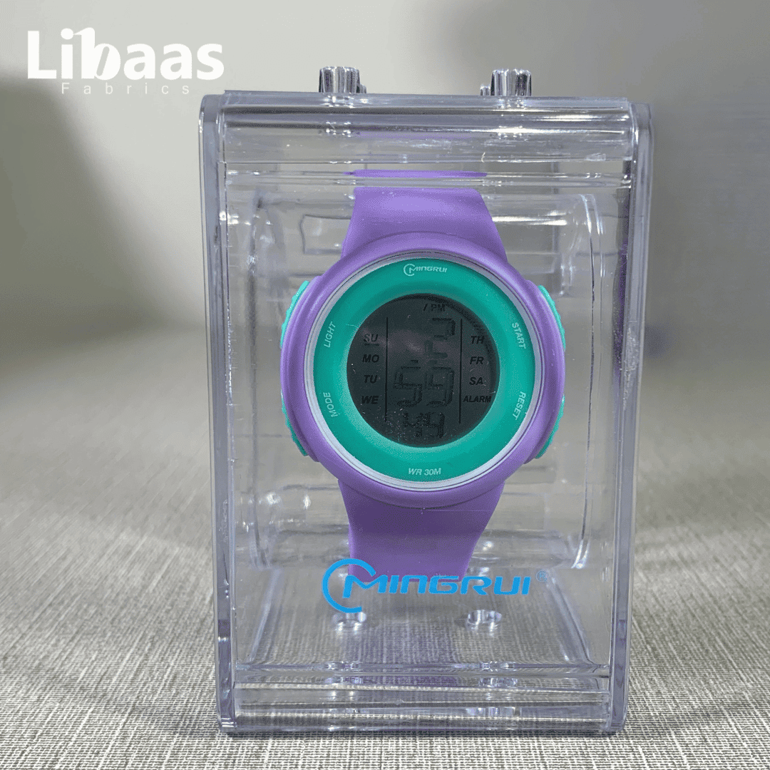 Teal & Purple Round Digital Watch - Libaas Fabrics