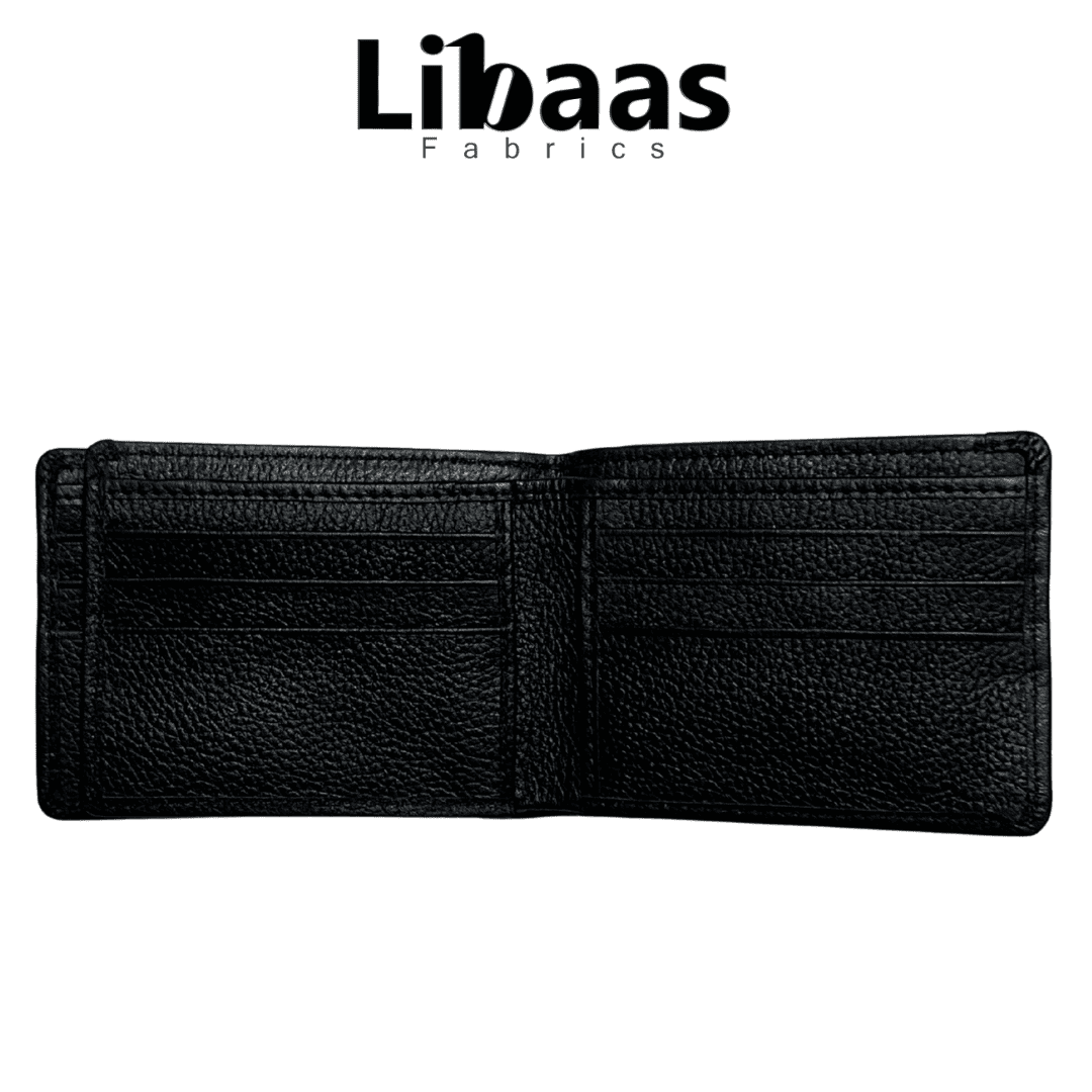 UK5 Wallet – Black | Sleek Leather Bi - Fold with ID Slot - Libaas Fabrics
