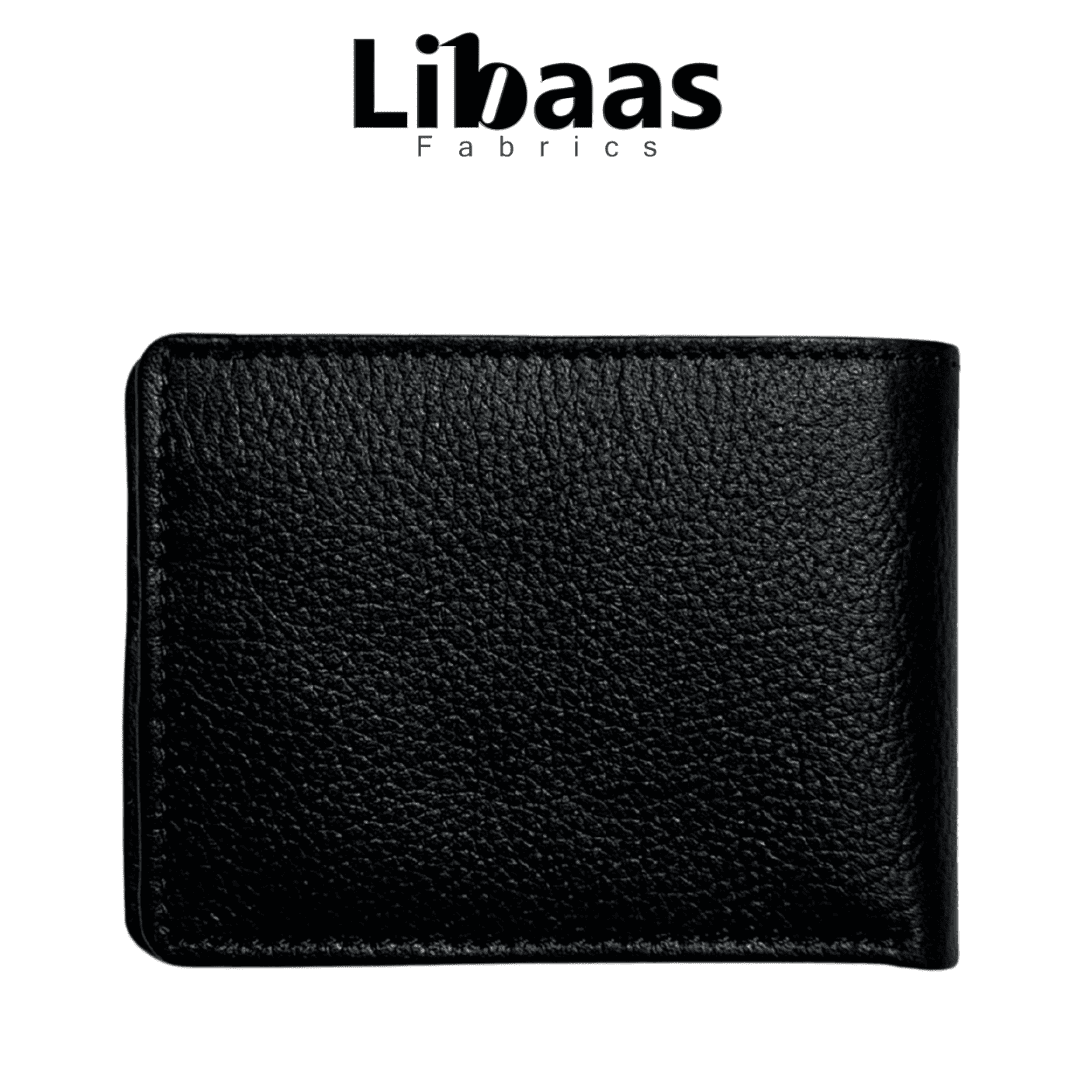 UK5 Wallet – Black | Sleek Leather Bi - Fold with ID Slot - Libaas Fabrics