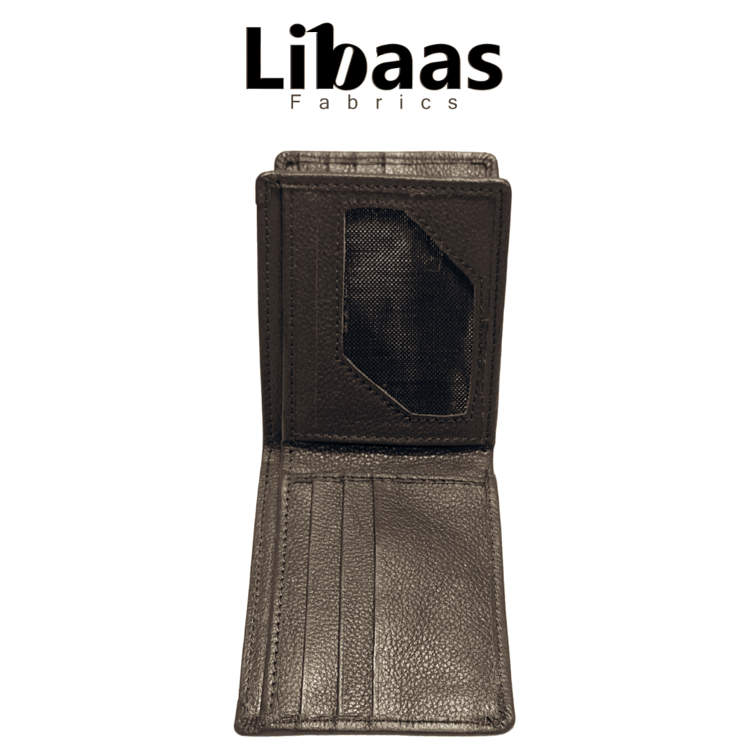 UK5 Wallet – Dark Brown | Slim Bi - Fold with Card & ID Slot - Libaas Fabrics