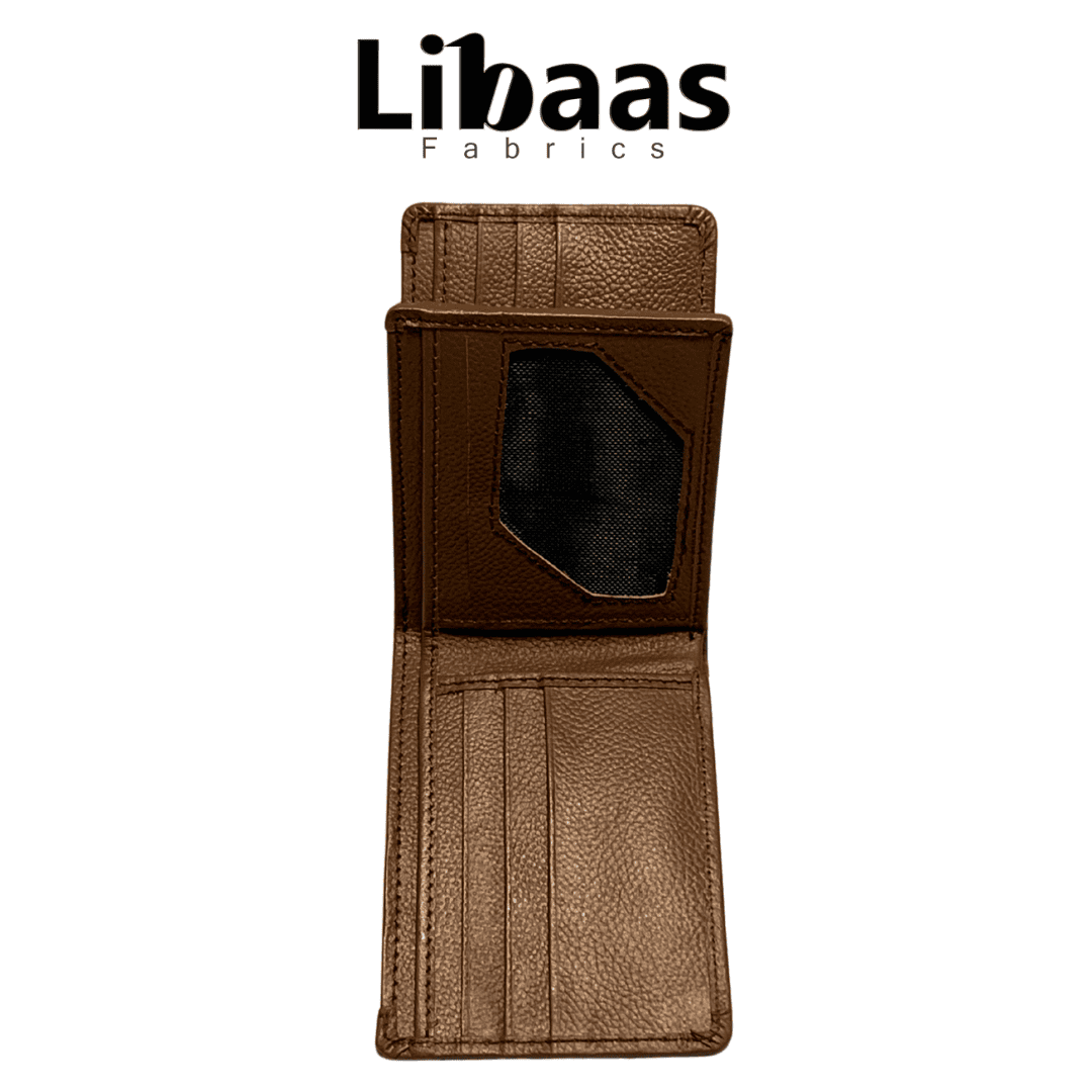 UK5 Wallet – Light Brown | Classic Bi - Fold Design with ID Window - Libaas Fabrics