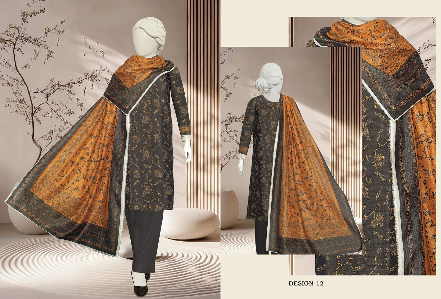 JHURMAT – Printed Khaddar & Zarri Collection (Unstitched)