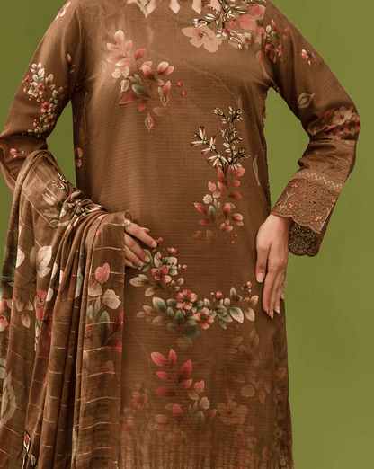 ALEEZAY Viscose EMB Shirt & Dupatta (Unstitched) - Libaas Fabrics