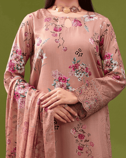 ALEEZAY Viscose EMB Shirt & Dupatta (Unstitched) - Libaas Fabrics