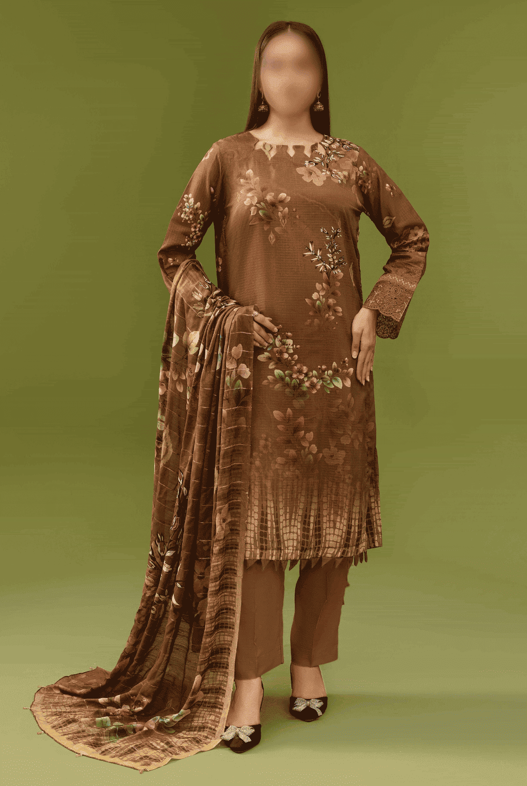 ALEEZAY Viscose EMB Shirt & Dupatta (Unstitched) - Libaas Fabrics