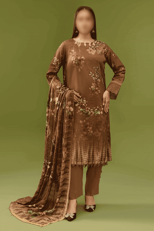 ALEEZAY Viscose EMB Shirt & Dupatta (Unstitched) - Libaas Fabrics