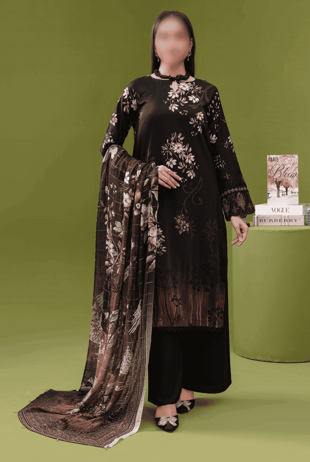 ALEEZAY Viscose EMB Shirt & Dupatta (Unstitched) - Libaas Fabrics