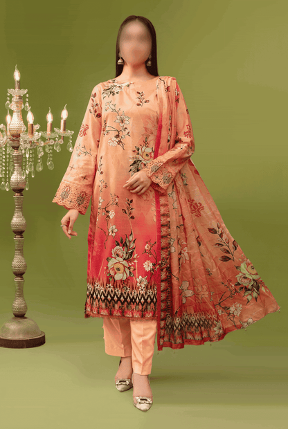 ALEEZAY Viscose EMB Shirt & Dupatta (Unstitched) - Libaas Fabrics