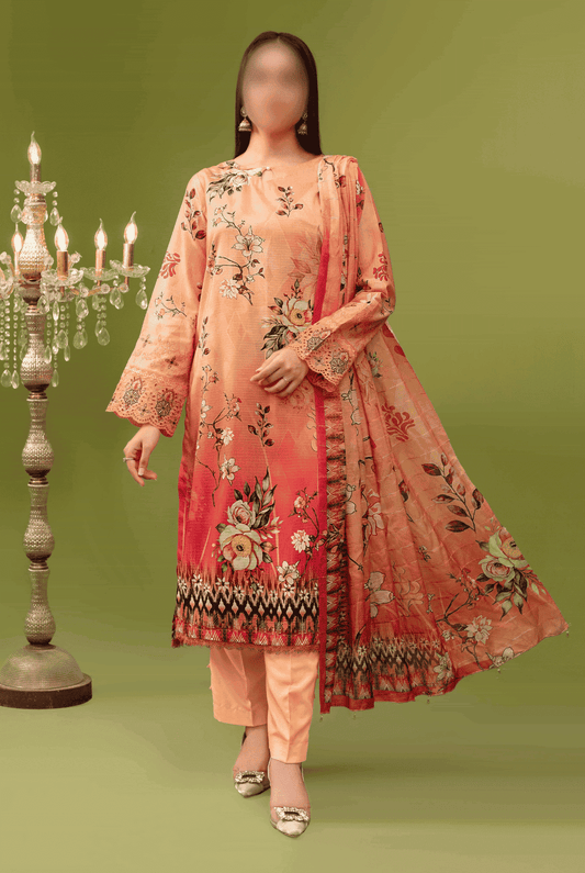 ALEEZAY Viscose EMB Shirt & Dupatta (Unstitched) - Libaas Fabrics