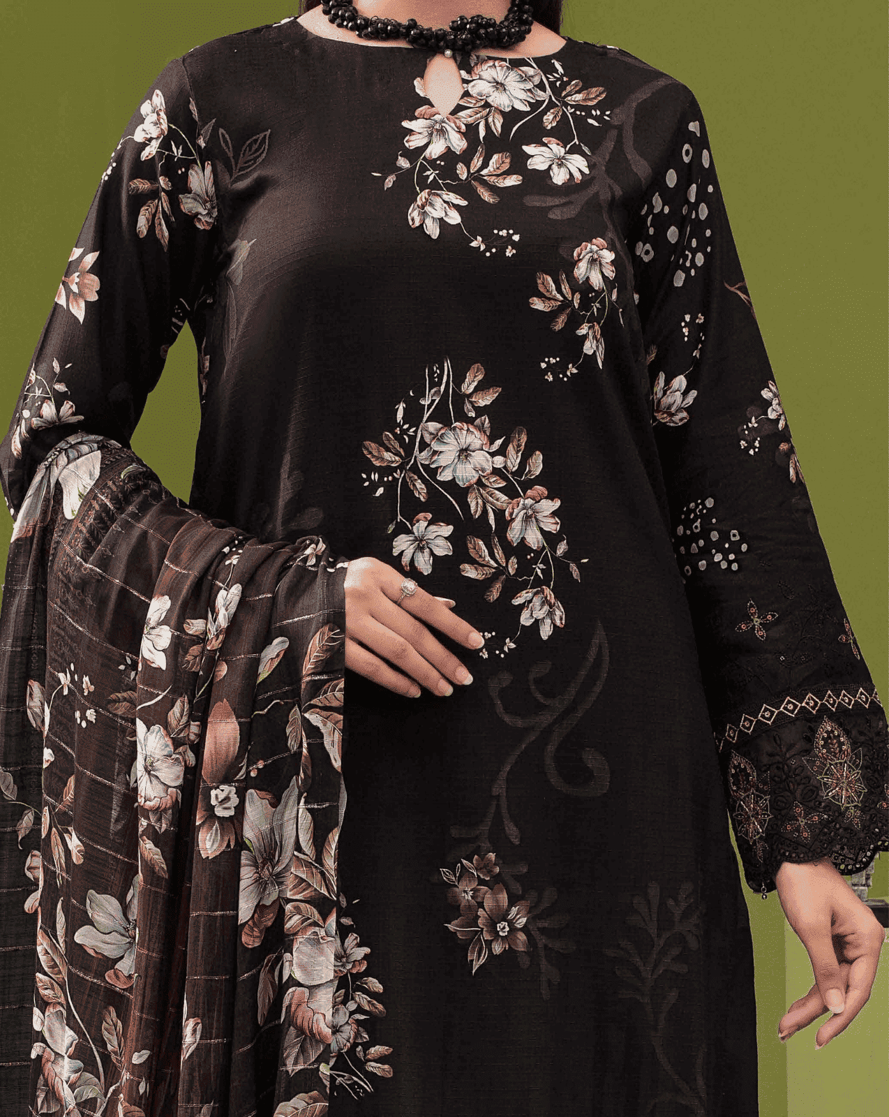 ALEEZAY Viscose EMB Shirt & Dupatta (Unstitched) - Libaas Fabrics