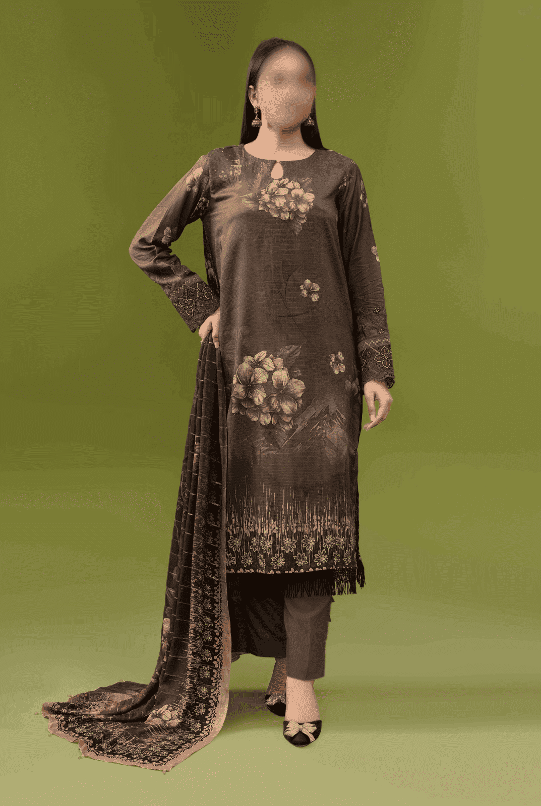 ALEEZAY Viscose EMB Shirt & Dupatta (Unstitched) - Libaas Fabrics