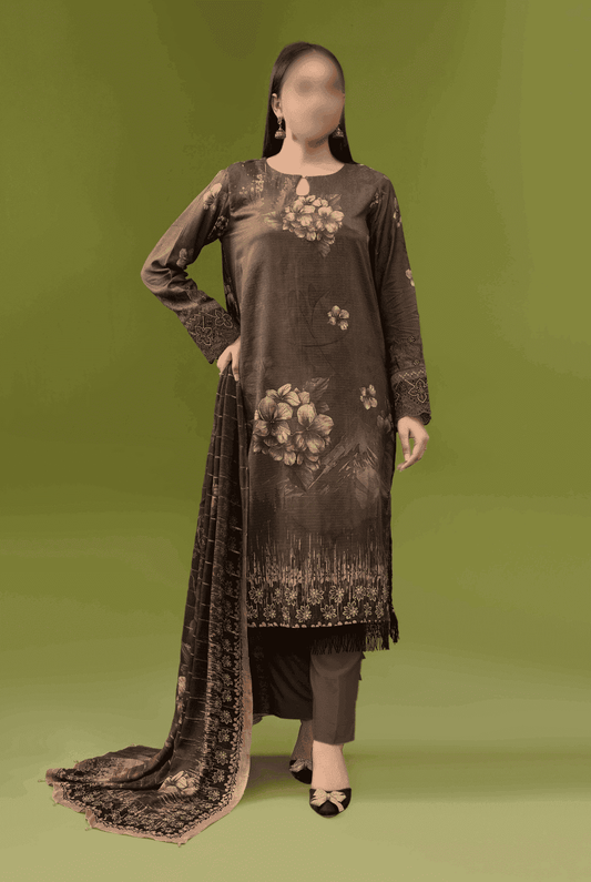 ALEEZAY Viscose EMB Shirt & Dupatta (Unstitched) - Libaas Fabrics