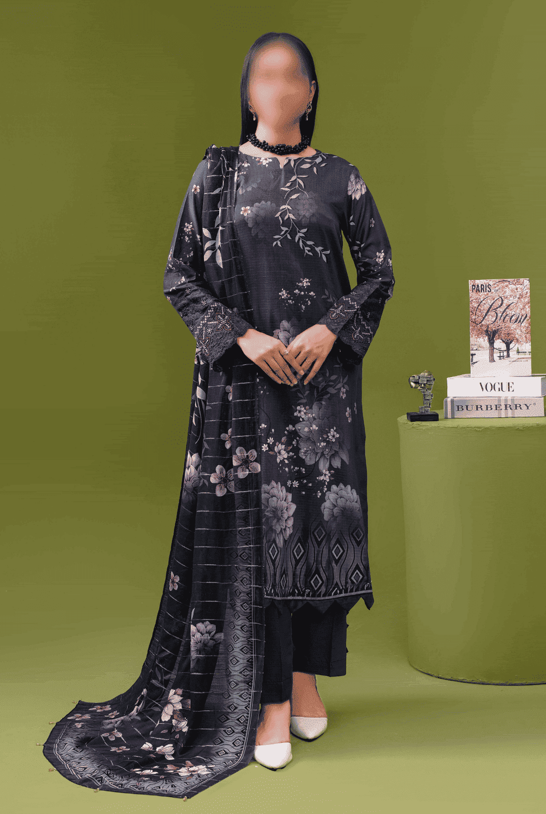 ALEEZAY Viscose EMB Shirt & Dupatta (Unstitched) - Libaas Fabrics