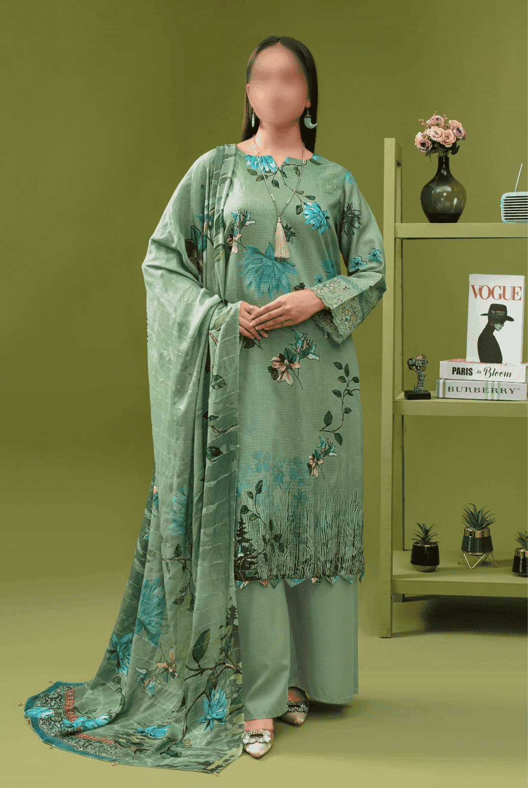 ALEEZAY Viscose EMB Shirt & Dupatta (Unstitched) - Libaas Fabrics