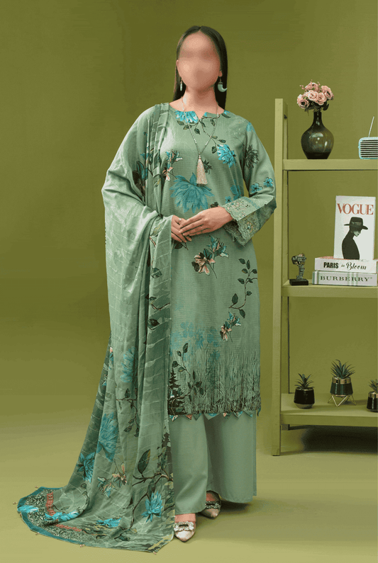 ALEEZAY Viscose EMB Shirt & Dupatta (Unstitched) - Libaas Fabrics