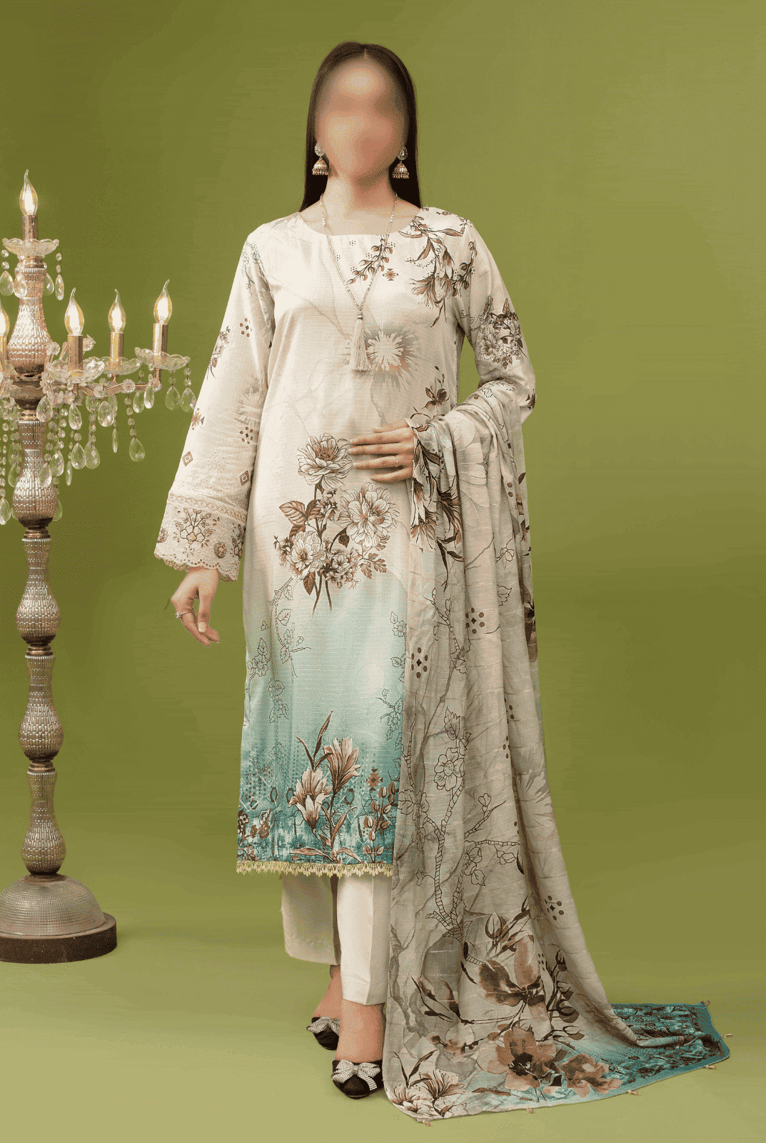 ALEEZAY Viscose EMB Shirt & Dupatta (Unstitched) - Libaas Fabrics