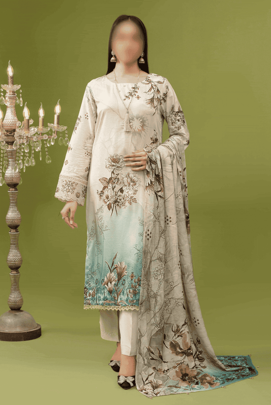 ALEEZAY Viscose EMB Shirt & Dupatta (Unstitched) - Libaas Fabrics