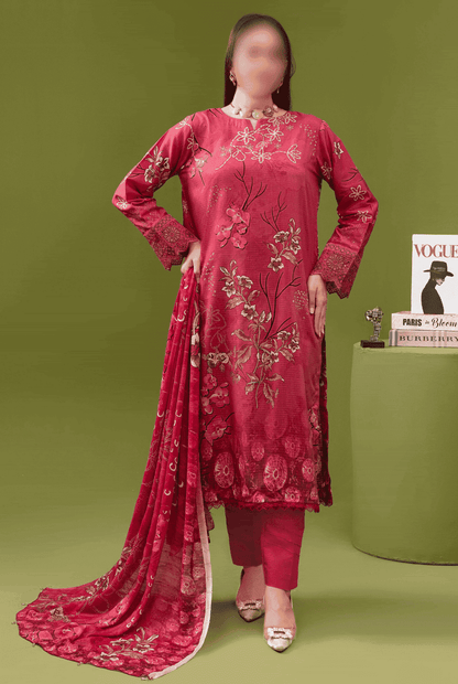 ALEEZAY Viscose EMB Shirt & Dupatta (Unstitched) - Libaas Fabrics