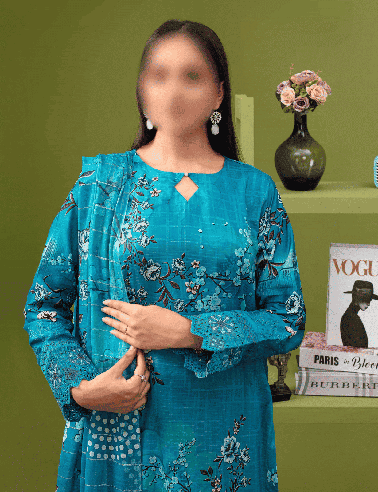 ALEEZAY Viscose EMB Shirt & Dupatta (Unstitched) - Libaas Fabrics