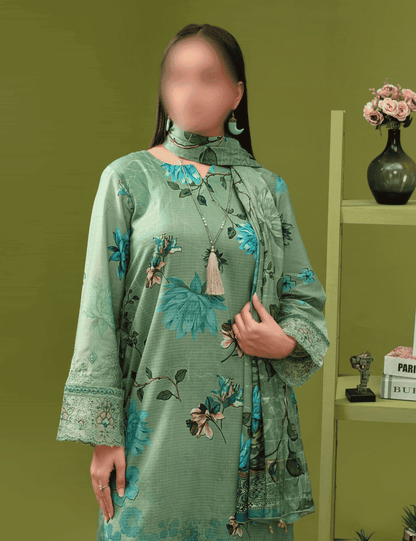 ALEEZAY Viscose EMB Shirt & Dupatta (Unstitched) - Libaas Fabrics