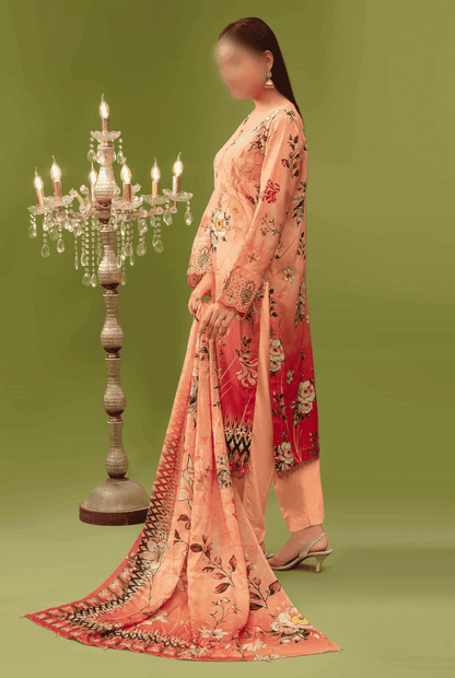 ALEEZAY Viscose EMB Shirt & Dupatta (Unstitched) - Libaas Fabrics