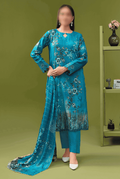 ALEEZAY Viscose EMB Shirt & Dupatta (Unstitched) - Libaas Fabrics