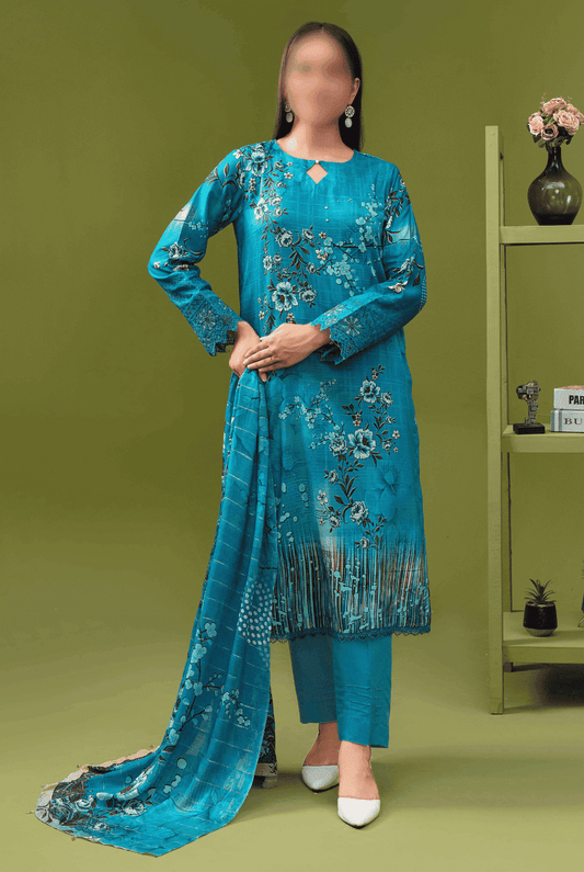 ALEEZAY Viscose EMB Shirt & Dupatta (Unstitched) - Libaas Fabrics