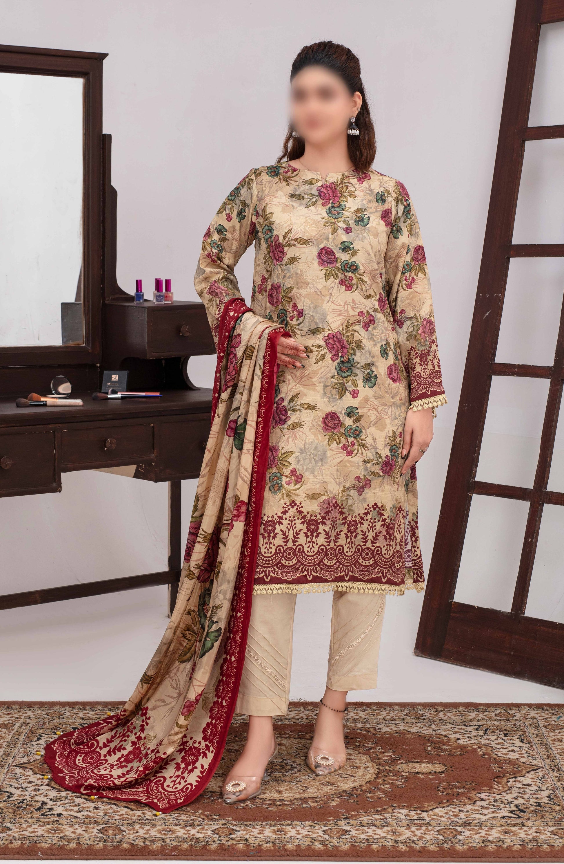 ALEEZAY Viscose EMB Shirt & Dupatta VOL - 2471 - Libaas Fabrics