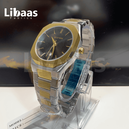 BestWin Elegance Stainless Steel Water Resistant Black Dial Watch - Libaas Fabrics