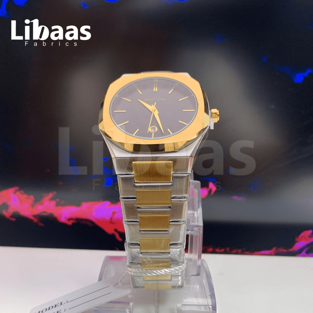 BestWin Elegance Stainless Steel Water Resistant Black Dial Watch - Libaas Fabrics