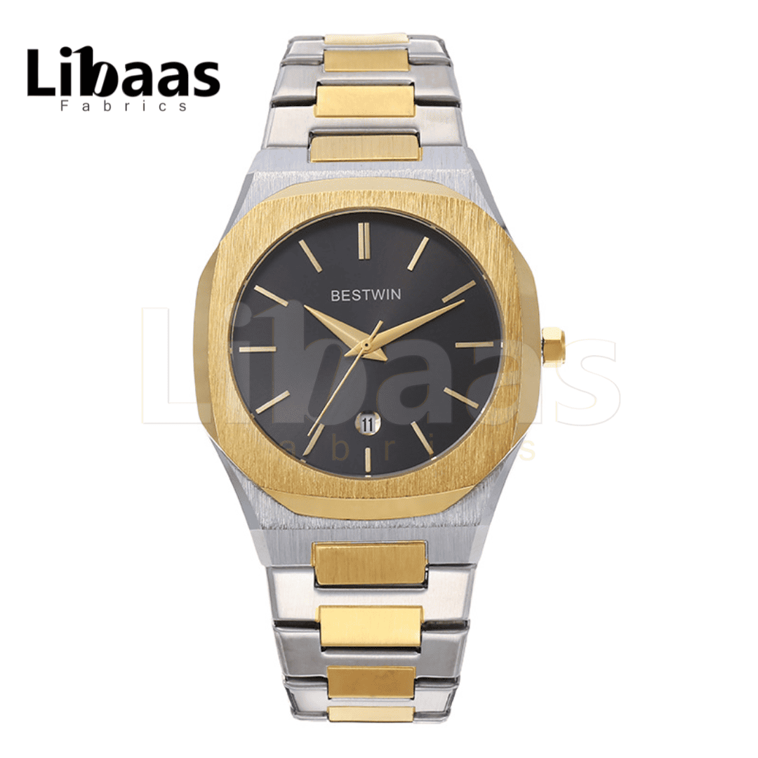 BestWin Elegance Stainless Steel Water Resistant Black Dial Watch - Libaas Fabrics