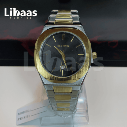 BestWin Elegance Stainless Steel Water Resistant Black Dial Watch - Libaas Fabrics