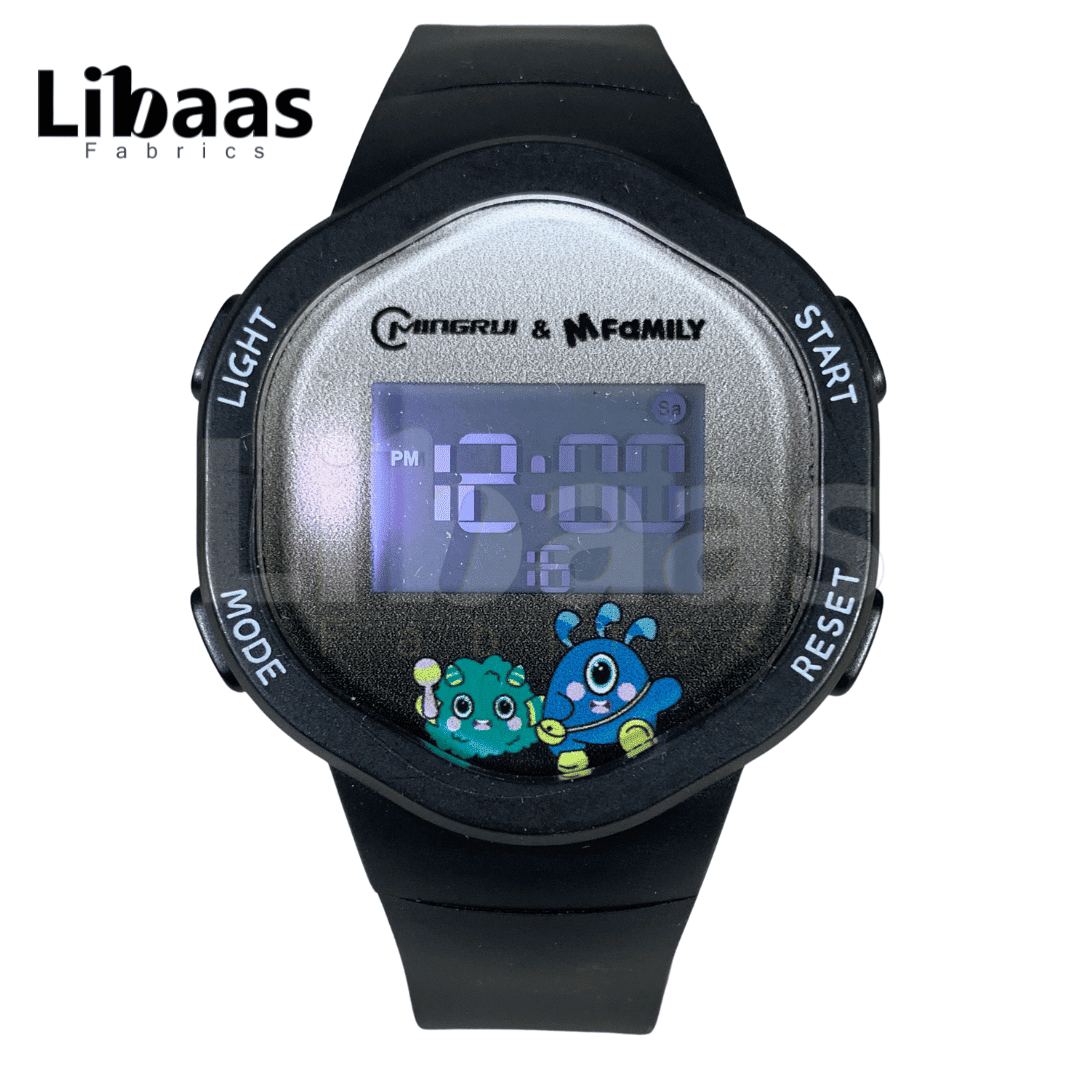 Black Digital Cartoon Kids Watch - Libaas Fabrics